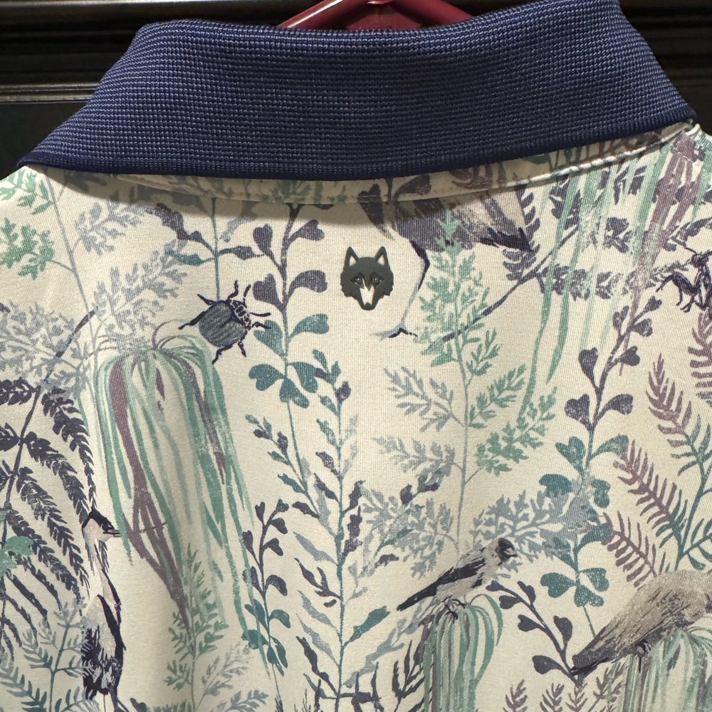 Greyson Cream and Green Botanical Polo Shirt - Picture 5 of 7